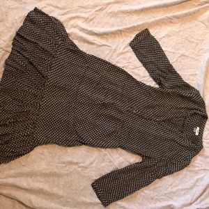 Black midi dress with small white flowers